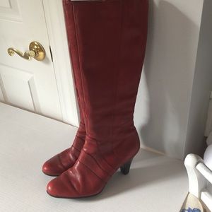 Born red leather knee boots